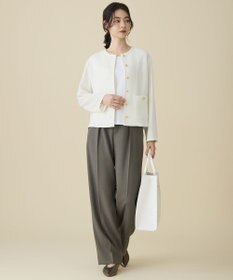 自由区 L 【セットアップ対応】リネンライクシンセティックワイドストレート パンツ