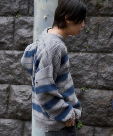 WEGO 【ユニセックス着用ITEM】アゼアミボーダーニットプルオーバー