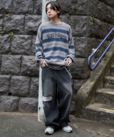 WEGO 【ユニセックス着用ITEM】アゼアミボーダーニットプルオーバー