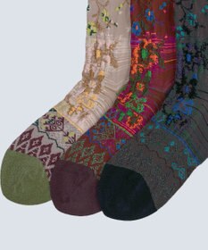 COQ antigua flower ラメ花柄ソックス