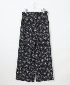 J.PRESS LADIES L 【洗える】ラインフラワープリント ワイドパンツ