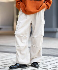 WEGO 【ウエストゴム/MLサイズ展開】イージーコーデュロイカーゴパンツ