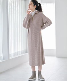 ANY L ハーフジップニットワンピース