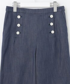 J.PRESS LADIES 【洗える】セルロースシャンブレー セミワイド マリン パンツ