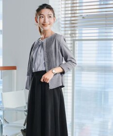 Tiaclasse 【小倉優子さん着用】【洗える】ピンタックノーカラージャケット