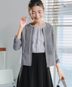 Tiaclasse 【小倉優子さん着用】【洗える】ピンタックノーカラージャケット