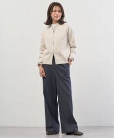 J.PRESS LADIES L BEZコットンナイロン ストライプ フリル襟 ブラウス