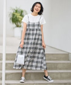 ANY チェックシャーリングワンピース