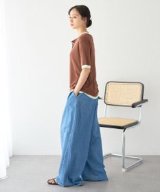 earth music&ecology シアーレイヤード風5分袖プルオーバー