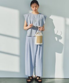 組曲 【先行予約】スムースクロス ラップ見えワイドパンツ