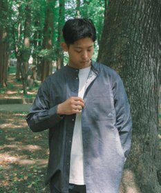 SHARE PARK MENS 【UVカット・撥水・ストレッチ】イージーデニムノーカラーシャツ