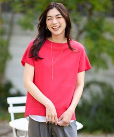 ANY 【接触冷感/UVカット/抗菌防臭/手洗い可/アンチピリング】ファンクションフレンチスリーブニット