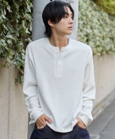 WEGO ワッフルヘンリーネックT(LS)