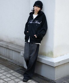 WEGO 【25年秋冬新作/ユニセックス着用ITEM/SMLサイズ展開】グラフィックロゴダブルZIPパーカー