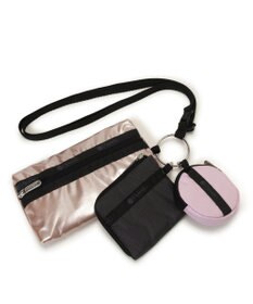 LeSportsac MULTI POUCH WRISTLET/ブラック/ローズゴールドシャイン/ピンク