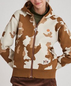 WOMEN】ピント柄 ジップアップニットフーディ / PW CIRCULUS