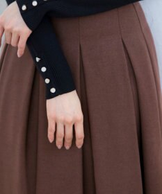 Tiaclasse L 【洗える】大人上品なウール調タックフレアスカート