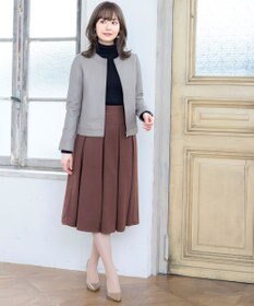 Tiaclasse L 【洗える】大人上品なウール調タックフレアスカート