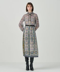 GRACE CONTINENTAL ハイネックボウタイプリントワンピース