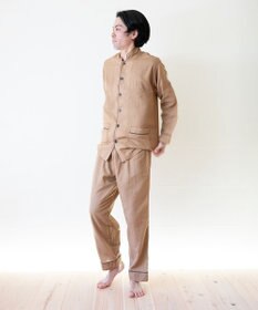 京和晒綿紗 【紗栄子さん愛用パジャマの色違い/UNISEX】ガーゼパジャマ 2重合わせ 柿渋