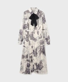 GRACE CONTINENTAL リボン付ロゴフラワープリントワンピース