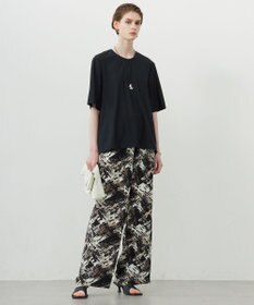 ICB L 【洗える】 ブラッシュプリント ワイドパンツ