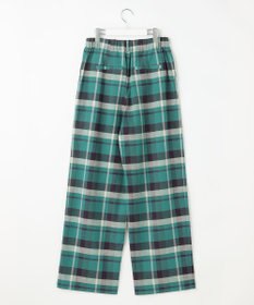 自由区 コットンリネンチェックワイドストレート パンツ