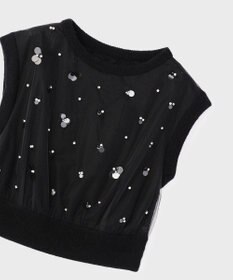 GRACE CONTINENTAL チュール刺繍ニットトップ