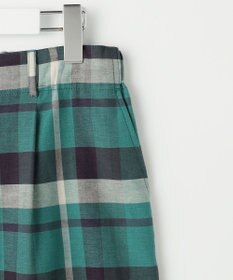 自由区 コットンリネンチェックワイドストレート パンツ