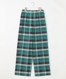 自由区 コットンリネンチェックワイドストレート パンツ