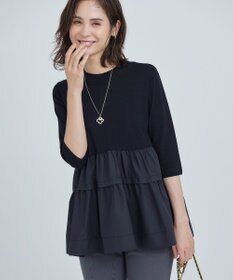 組曲 S 【UVケア・接触冷感・六分袖】ブラウスコンビ ティアードニット