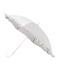 MOONBAT ランバン オン ブルー 晴雨兼用日傘 長傘 ビジュー付きオーガンジーフリル 遮光 遮熱 UV