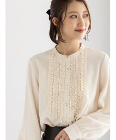 Te chichi フロントフリルバイカラーブラウス