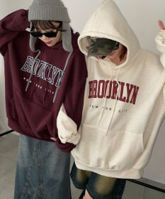 WEGO 【裏起毛】BROOKLYNロゴビッグパーカー