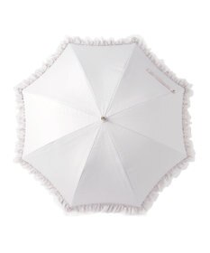 MOONBAT ランバン オン ブルー 晴雨兼用日傘 長傘 ビジュー付きオーガンジーフリル 遮光 遮熱 UV