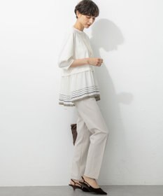 23区 L 【汗じみ防止加工】スカーフプリントコンビ ヘムデザイン チュニック