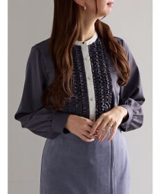 Te chichi フロントフリルバイカラーブラウス