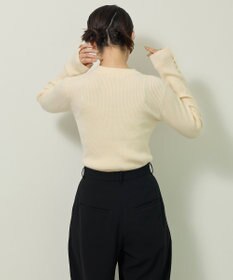 Green Parks もちやわ袖口釦リブニットプルオーバー