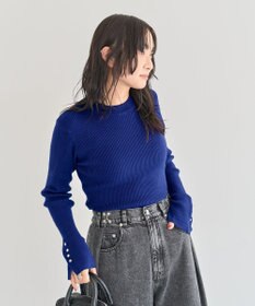 Green Parks もちやわ袖口釦リブニットプルオーバー