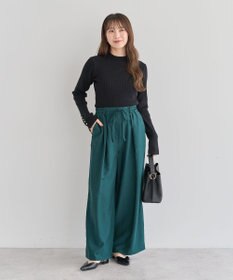 Green Parks もちやわ袖口釦リブニットプルオーバー