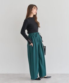 Green Parks もちやわ袖口釦リブニットプルオーバー