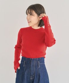 Green Parks もちやわ袖口釦リブニットプルオーバー