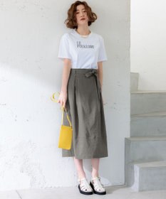 23区 【洗える】リネンレーヨンストレッチ タック スカート