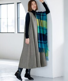 23区 S ラメミックスツイード Vネックワンピース