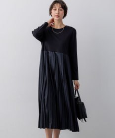 23区 ニットセットアップ プリーツコンビ ワンピース ブラック系