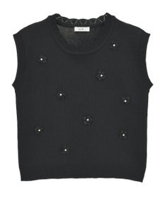 earth music&ecology フラワーモチーフニットベスト