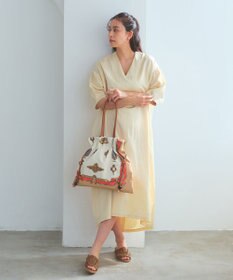 TOPKAPI 【新色追加】【TREASURE TOPKAPI】マイルドサテン スカーフ柄 巾着 トート バッグ