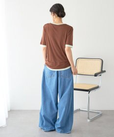 earth music&ecology シアーレイヤード風5分袖プルオーバー