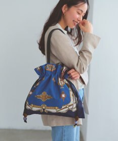 TOPKAPI 【新色追加】【TREASURE TOPKAPI】マイルドサテン スカーフ柄 巾着 トート バッグ
