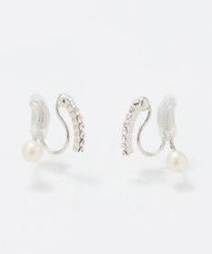 Phoebe 【痛くないシリーズ】ラインストーンパールフロートライトフィットイヤリング　シルバー